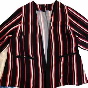 Torrid Open Blazer Size 6X Black Fuchsia Stripe